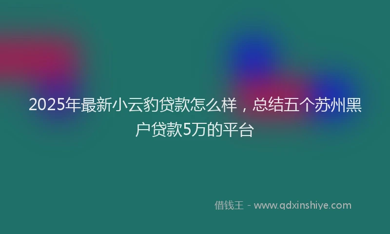 2025年最新小云豹贷款怎么样，总结五个苏州黑户贷款5万的平台