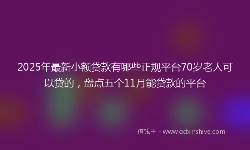 2025年最新小额贷款有哪些正规平台70岁老人可以贷的，盘点五个11月能贷款的平台