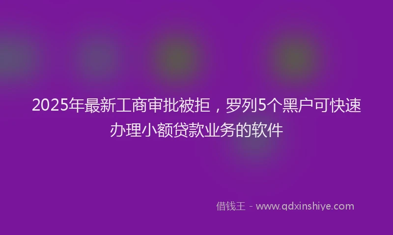 2025年最新工商审批被拒，罗列5个黑户可快速办理小额贷款业务的软件