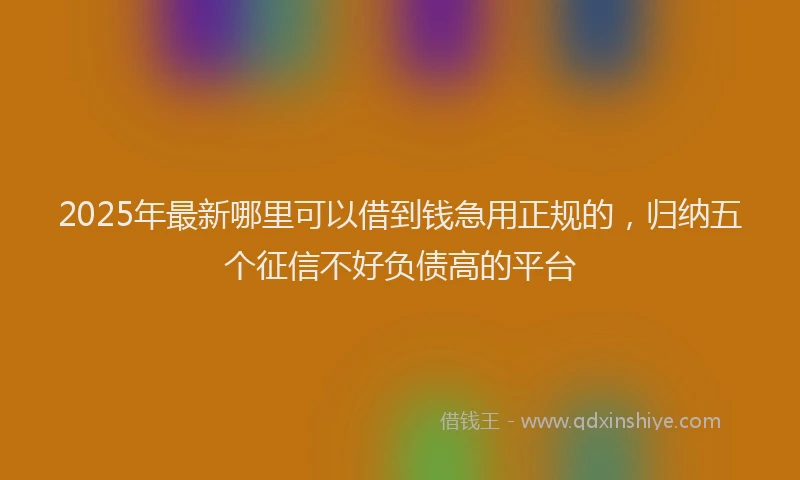 2025年最新哪里可以借到钱急用正规的，归纳五个征信不好负债高的平台