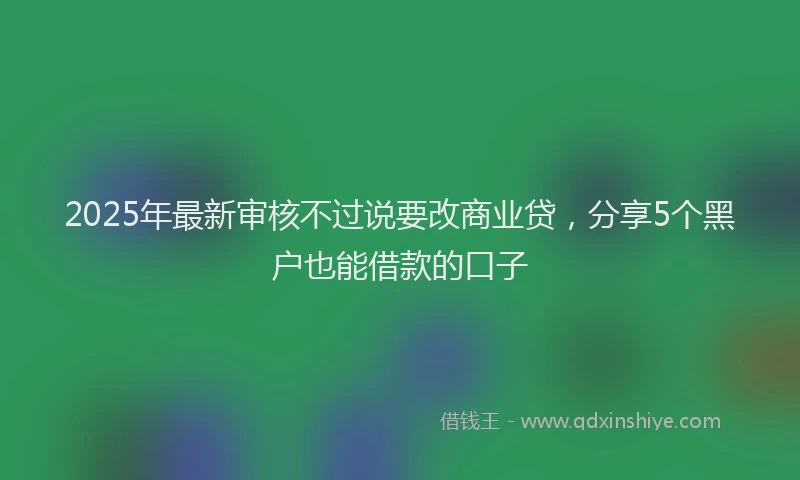 2025年最新审核不过说要改商业贷，分享5个黑户也能借款的口子