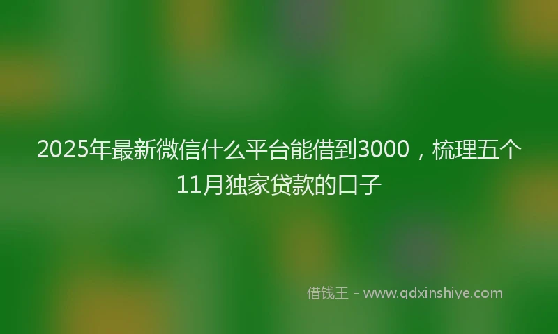 2025年最新微信什么平台能借到3000，梳理五个11月独家贷款的口子