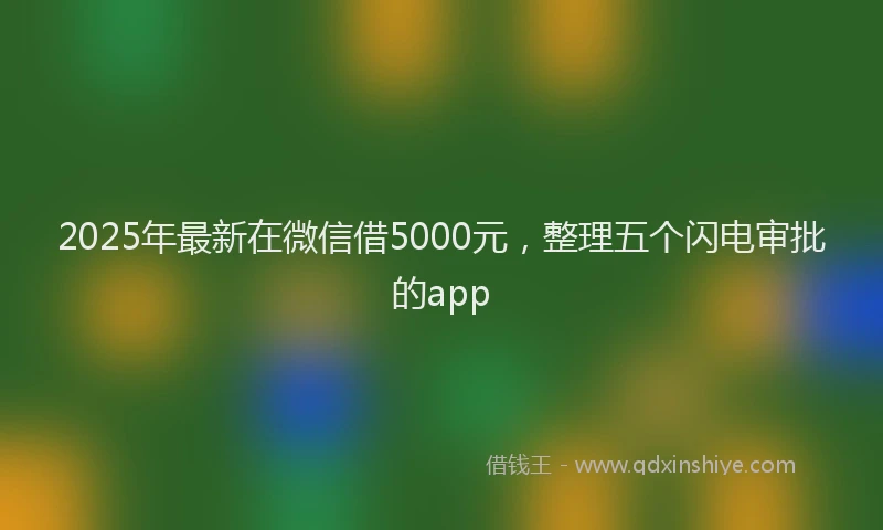 2025年最新在微信借5000元，整理五个闪电审批的app