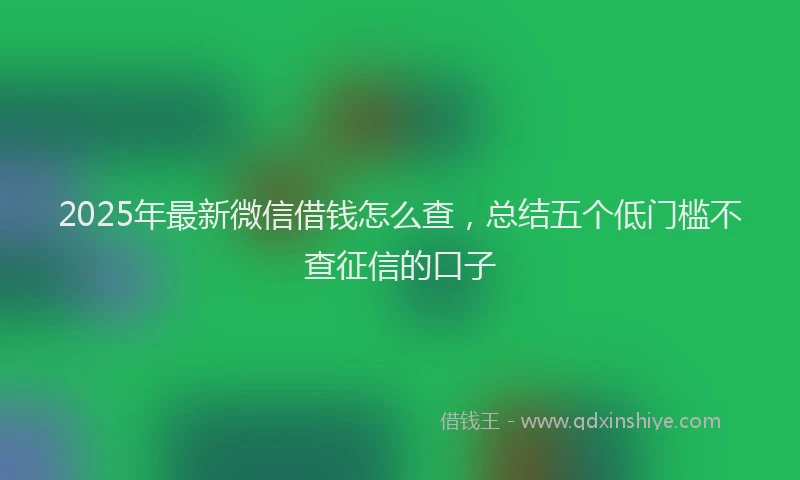 2025年最新微信借钱怎么查，总结五个低门槛不查征信的口子