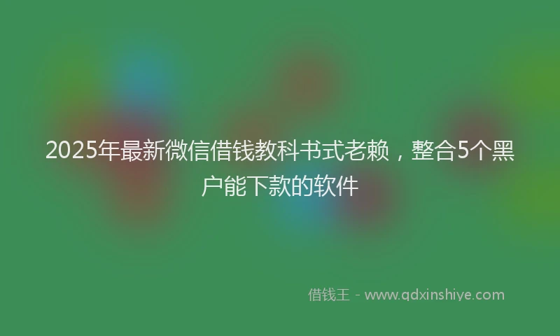 2025年最新微信借钱教科书式老赖，整合5个黑户能下款的软件