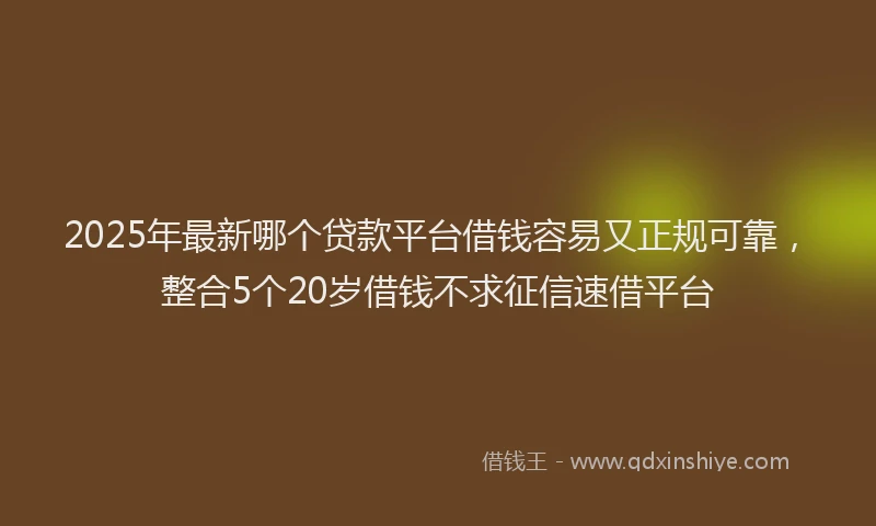 2025年最新哪个贷款平台借钱容易又正规可靠，整合5个20岁借钱不求征信速借平台