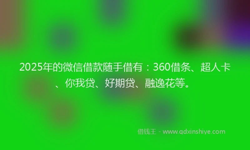 2025年的微信借款随手借有：360借条、超人卡、你我贷、好期贷、融逸花等。