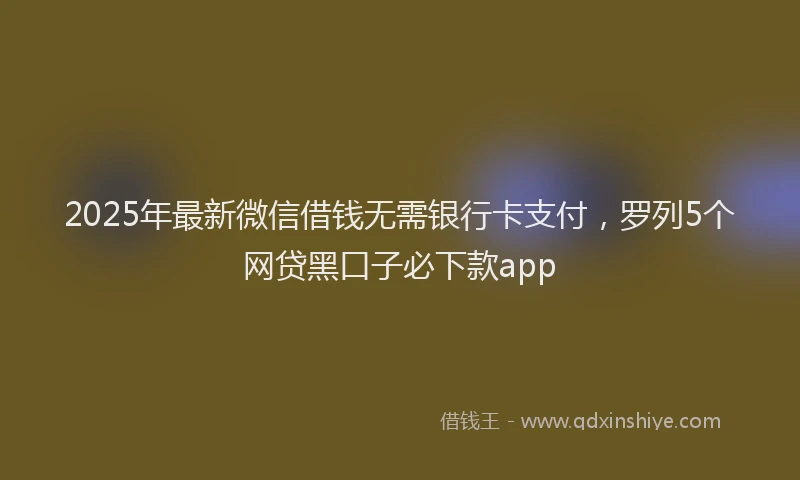2025年最新微信借钱无需银行卡支付，罗列5个网贷黑口子必下款app