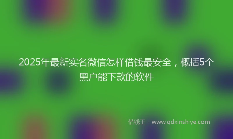 2025年最新实名微信怎样借钱最安全，概括5个黑户能下款的软件