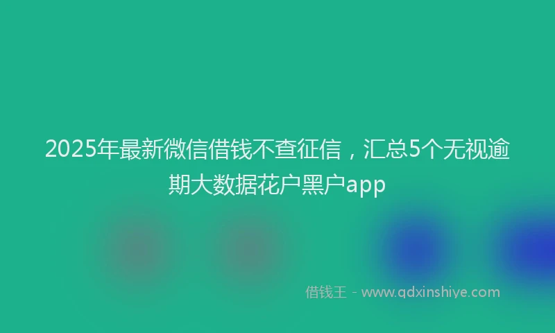 2025年最新微信借钱不查征信，汇总5个无视逾期大数据花户黑户app