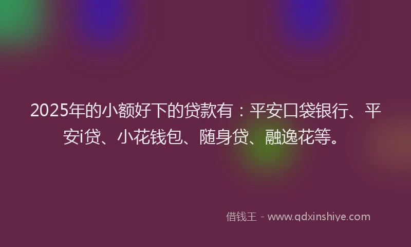 2025年的小额好下的贷款有：平安口袋银行、平安i贷、小花钱包、随身贷、融逸花等。