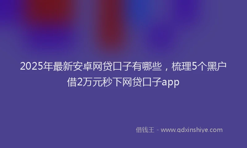 2025年最新安卓网贷口子有哪些，梳理5个黑户借2万元秒下网贷口子app
