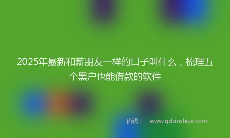 2025年最新和薪朋友一样的口子叫什么，梳理五个黑户也能借款的软件