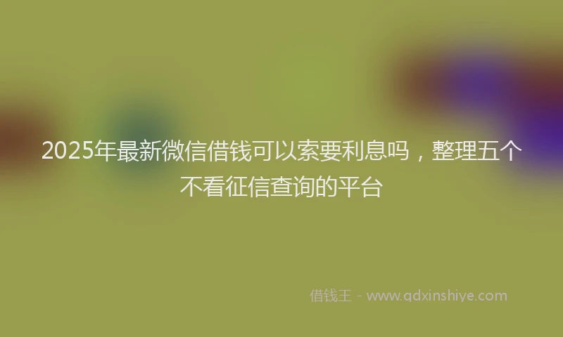2025年最新微信借钱可以索要利息吗，整理五个不看征信查询的平台