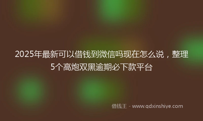 2025年最新可以借钱到微信吗现在怎么说，整理5个高炮双黑逾期必下款平台