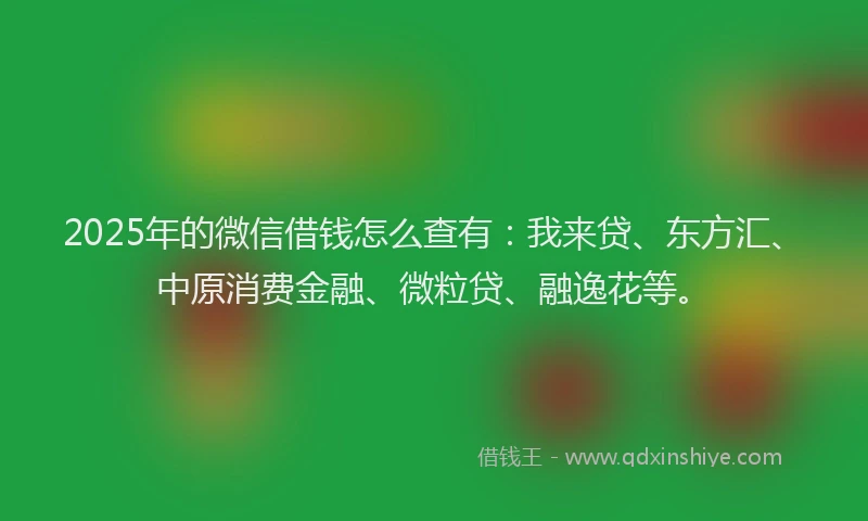 2025年的微信借钱怎么查有：我来贷、东方汇、中原消费金融、微粒贷、融逸花等。