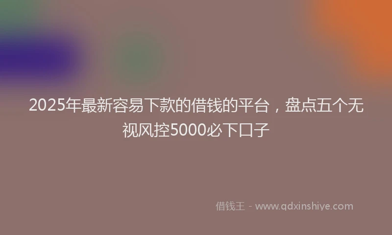 2025年最新容易下款的借钱的平台，盘点五个无视风控5000必下口子