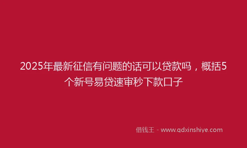 2025年最新征信有问题的话可以贷款吗，概括5个新号易贷速审秒下款口子
