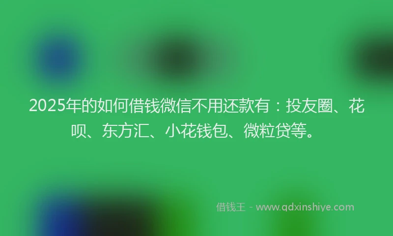 2025年的如何借钱微信不用还款有：投友圈、花呗、东方汇、小花钱包、微粒贷等。