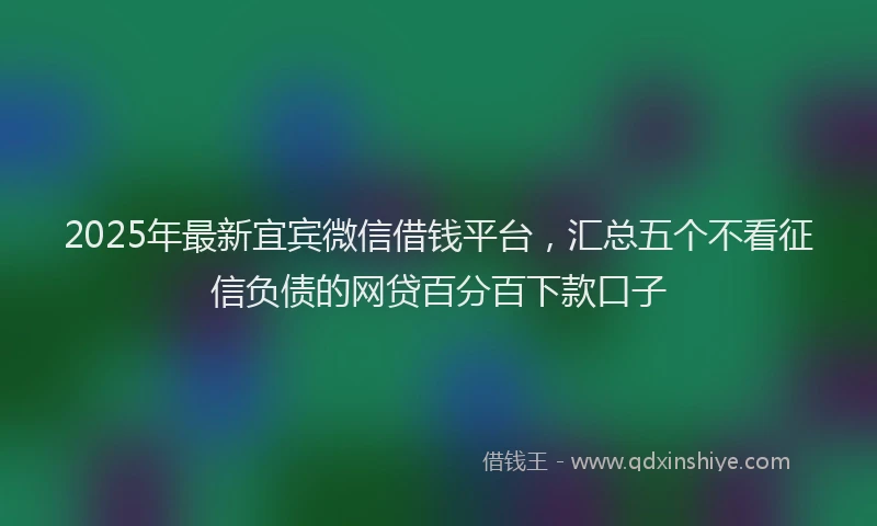2025年最新宜宾微信借钱平台，汇总五个不看征信负债的网贷百分百下款口子