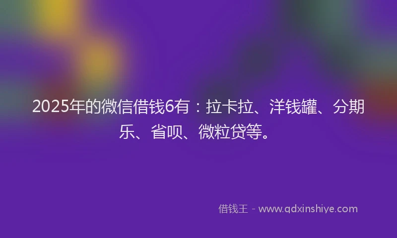 2025年的微信借钱6有：拉卡拉、洋钱罐、分期乐、省呗、微粒贷等。