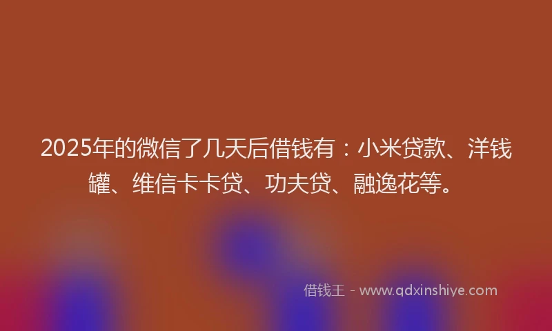 2025年的微信了几天后借钱有：小米贷款、洋钱罐、维信卡卡贷、功夫贷、融逸花等。