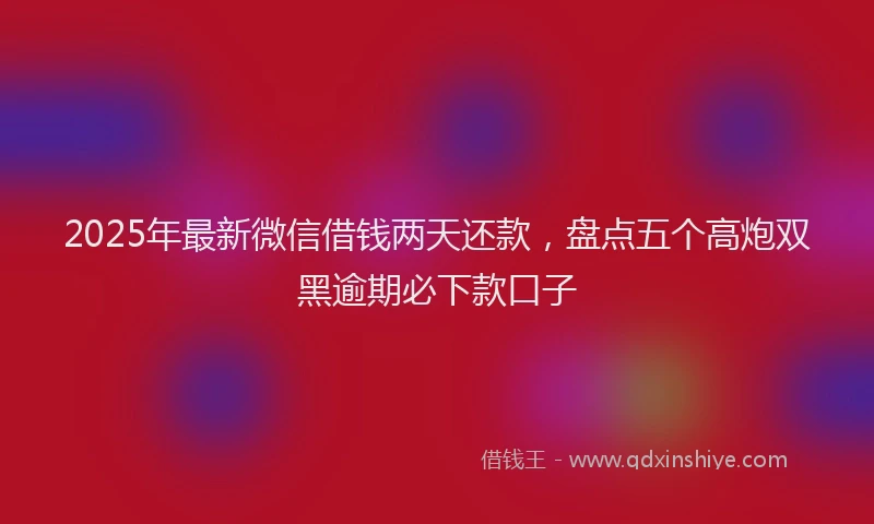 2025年最新微信借钱两天还款，盘点五个高炮双黑逾期必下款口子