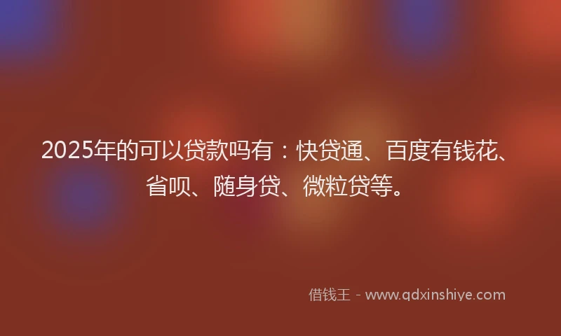 2025年的可以贷款吗有：快贷通、百度有钱花、省呗、随身贷、微粒贷等。