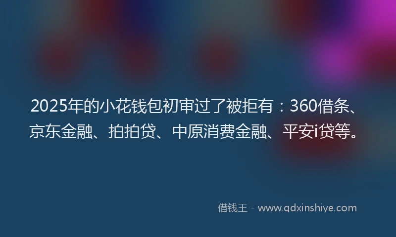 2025年的小花钱包初审过了被拒有：360借条、京东金融、拍拍贷、中原消费金融、平安i贷等。