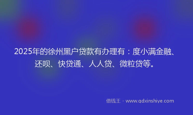2025年的徐州黑户贷款有办理有：度小满金融、还呗、快贷通、人人贷、微粒贷等。