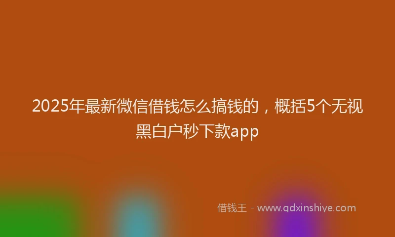 2025年最新微信借钱怎么搞钱的，概括5个无视黑白户秒下款app