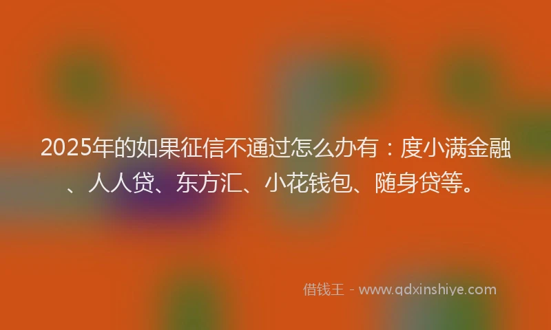 2025年的如果征信不通过怎么办有：度小满金融、人人贷、东方汇、小花钱包、随身贷等。