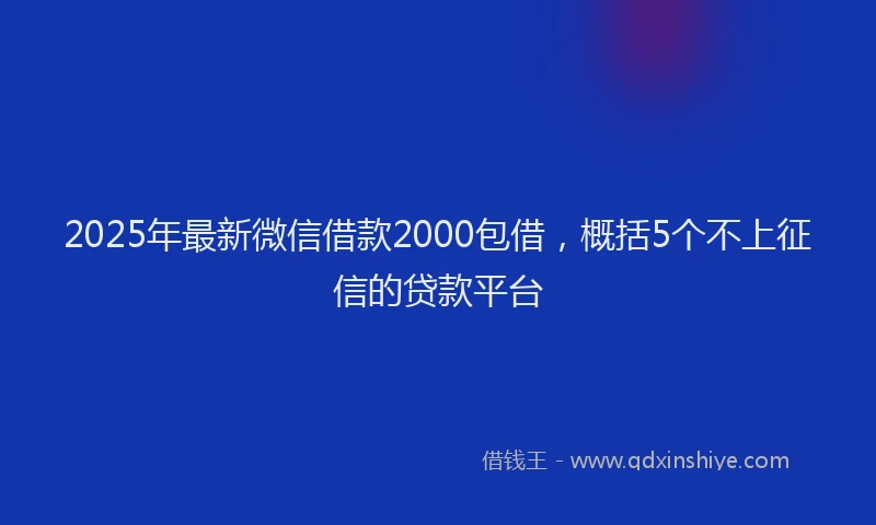 2025年最新微信借款2000包借，概括5个不上征信的贷款平台