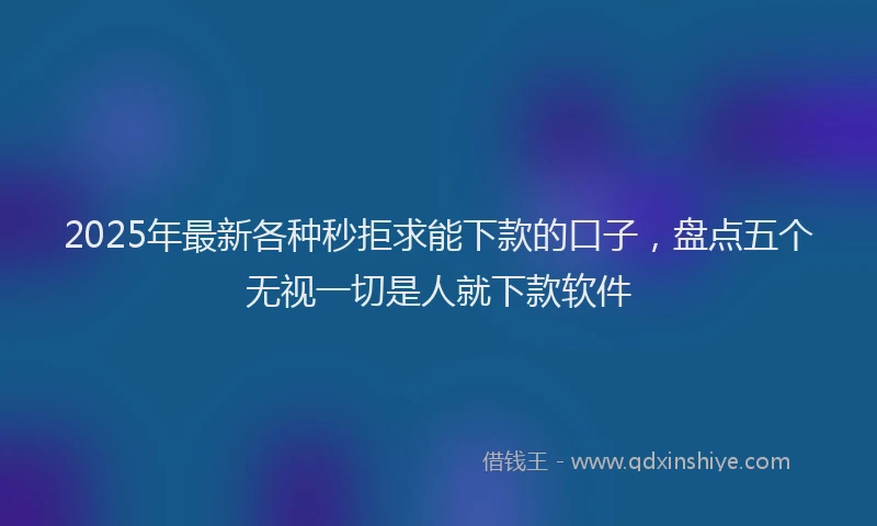 2025年最新各种秒拒求能下款的口子，盘点五个无视一切是人就下款软件