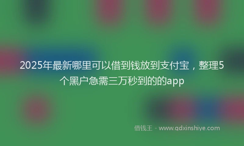 2025年最新哪里可以借到钱放到支付宝，整理5个黑户急需三万秒到的的app