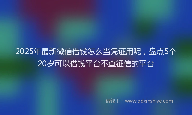 2025年最新微信借钱怎么当凭证用呢，盘点5个20岁可以借钱平台不查征信的平台