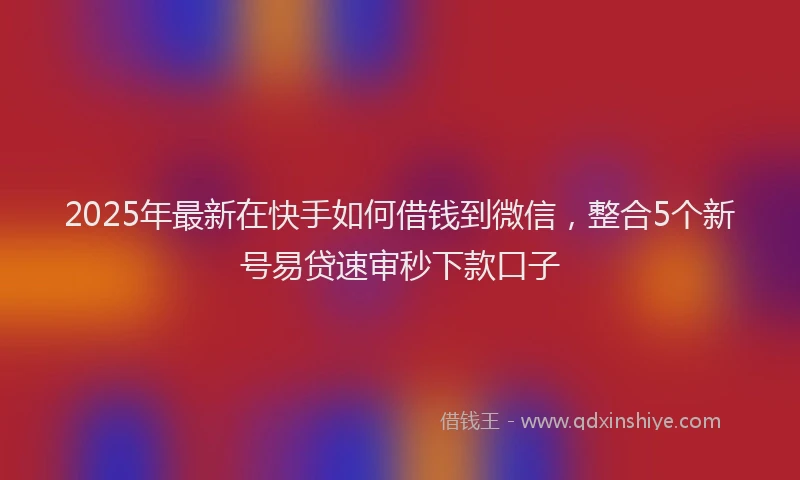 2025年最新在快手如何借钱到微信，整合5个新号易贷速审秒下款口子
