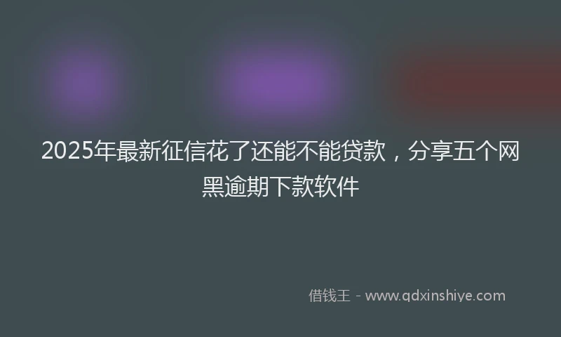2025年最新征信花了还能不能贷款，分享五个网黑逾期下款软件