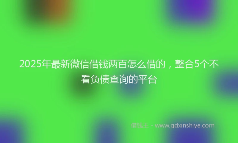 2025年最新微信借钱两百怎么借的，整合5个不看负债查询的平台