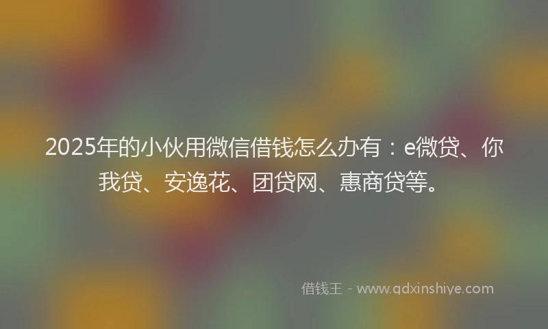 2025年的小伙用微信借钱怎么办有：e微贷、你我贷、安逸花、团贷网、惠商贷等。