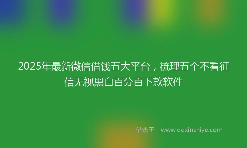 2025年最新微信借钱五大平台，梳理五个不看征信无视黑白百分百下款软件