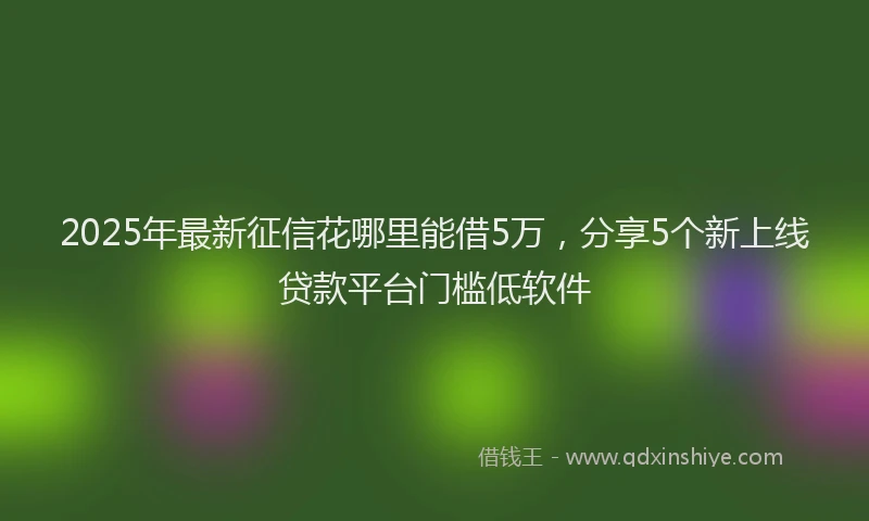 2025年最新征信花哪里能借5万，分享5个新上线贷款平台门槛低软件