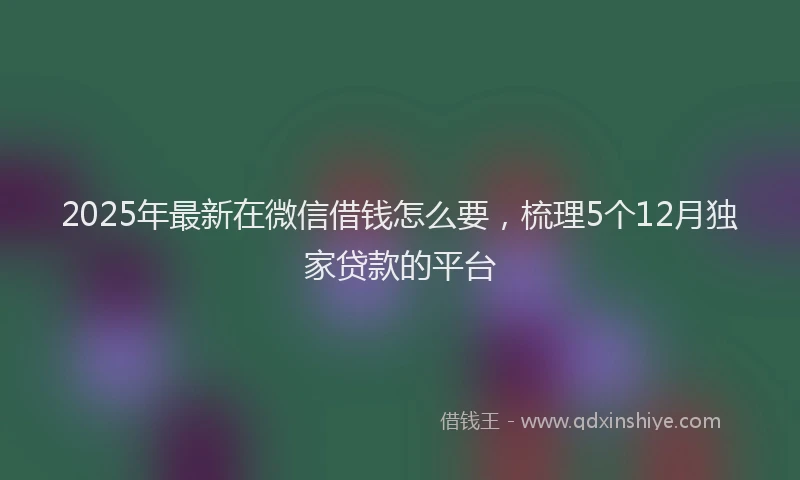 2025年最新在微信借钱怎么要，梳理5个12月独家贷款的平台