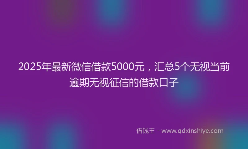 2025年最新微信借款5000元，汇总5个无视当前逾期无视征信的借款口子
