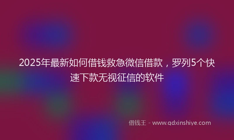 2025年最新如何借钱救急微信借款，罗列5个快速下款无视征信的软件