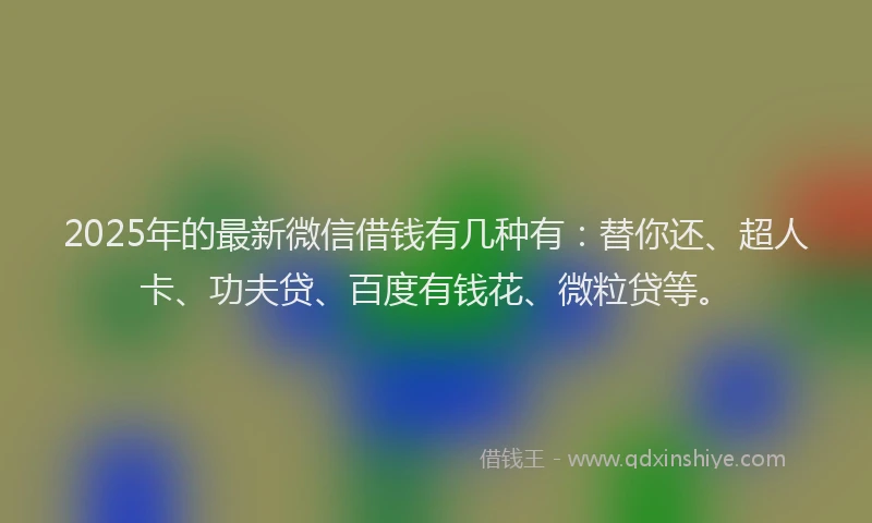 2025年的最新微信借钱有几种有：替你还、超人卡、功夫贷、百度有钱花、微粒贷等。