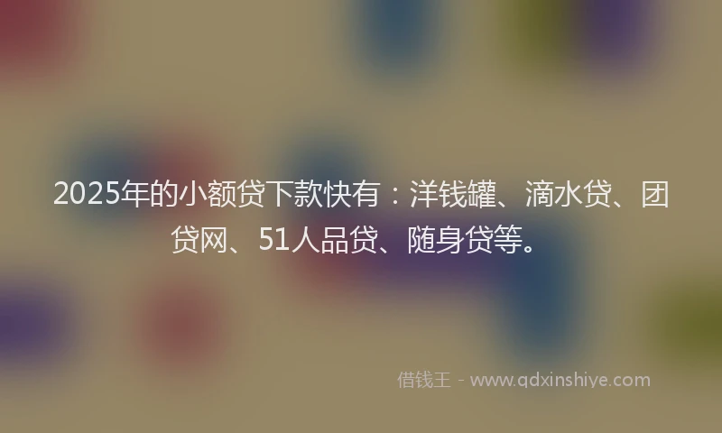 2025年的小额贷下款快有：洋钱罐、滴水贷、团贷网、51人品贷、随身贷等。
