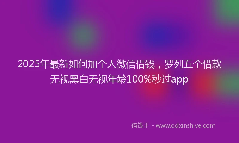 2025年最新如何加个人微信借钱，罗列五个借款无视黑白无视年龄100%秒过app