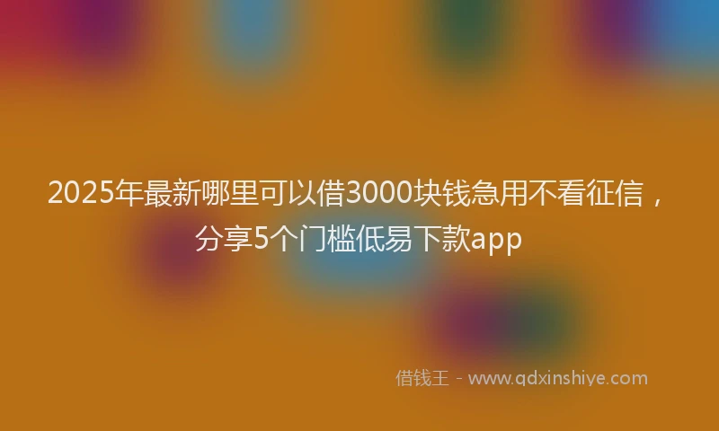 2025年最新哪里可以借3000块钱急用不看征信，分享5个门槛低易下款app