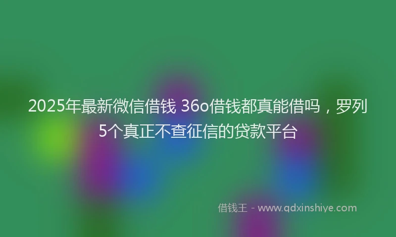 2025年最新微信借钱 36o借钱都真能借吗，罗列5个真正不查征信的贷款平台